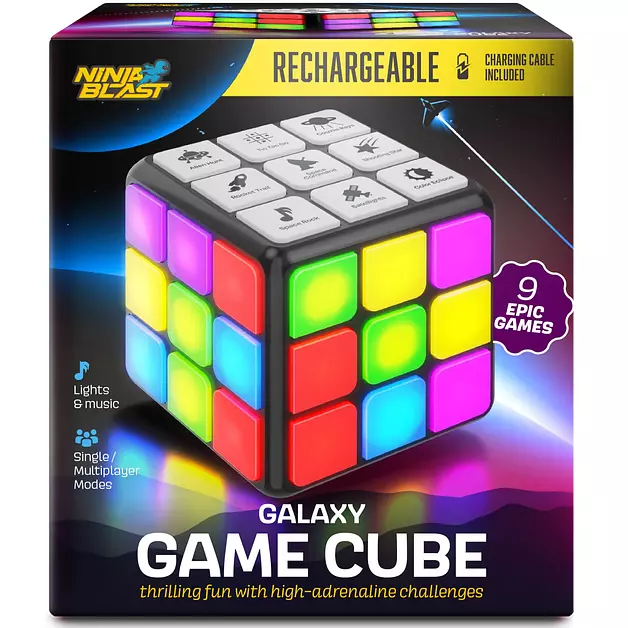 Ninja Blast Rechargeable Game Activity Cube - Toys for Boys and Girls - 9 Fun Brain & Memory Games - Birthday Gifts for Age 6, 7, 8, 9, 10, 11, 12 Year Old Kids Teens - Best Boy Toy Gift Ideas
