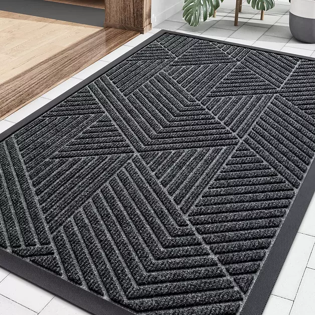 Smiry Front Door Mat Outside Entrance, Low Profile Rubber Doormat, 29.5x17
