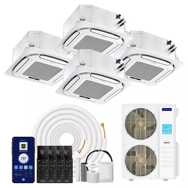 DELLA 55000 BTU 4 Zone (2x12K+16K+23K) Ceiling Cassette Mini Split AC