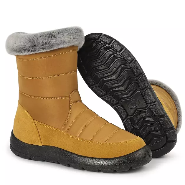 Goldnut Waterproof Winter Snow Mid Calf Boots for Women Zipper Yellow 10