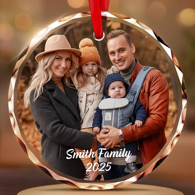 Personalized Christmas Ornaments - Custom Photo Crystal Glass Ornament, Made in USA, Family, Pets, Baby's First Xmas Decor by Soul Decor