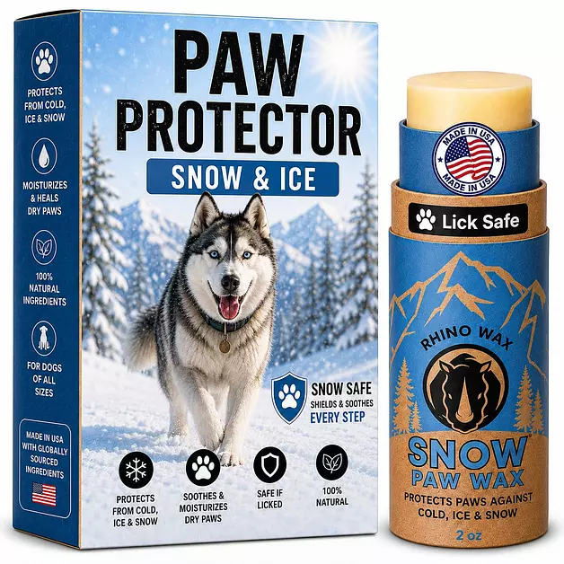 Rhino Wax Snow Paw Wax for Dogs - Ice, Salt, Cold & Winter Protection