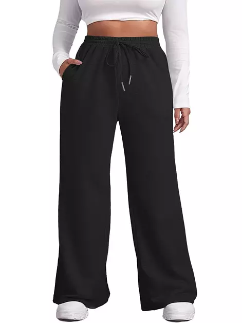MK Shop Limited Plus Size Pants for Women Wide Leg Sweatpants Black
